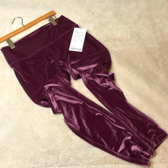 🆕 Lululemon 12 Velvet Wunder Lounge Tights High Rise Garnet Red NWT 28” length - Picture 2 of 13